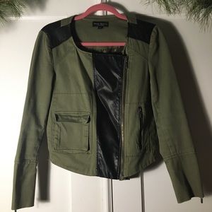 Max Jeans Olive and Faux Leather Jacket, Small